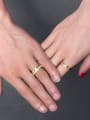 thumb Couple Temperamental Gold Plated Titanium Zircon Ring 1