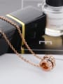 thumb Simple Three Rings Rhinestones Rose Gold Plated Necklace 2