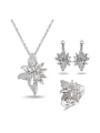 thumb Temperament Platinum Plated Flower Zircon Three Pieces Jewelry Set 0