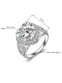 thumb Exaggerated White Heart Cubic Zirconias Copper Ring 2