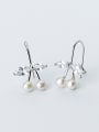 thumb Fresh Leaf Shaped Gold Plated Artificial Pearl Drop Earrings 2