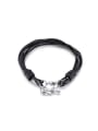 thumb Personalized Black Artificial Leather Multi-band Little Violin Bracelet 0
