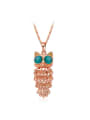 thumb Lovely Rose Gold Plated Owl Opal Stone Necklace 0