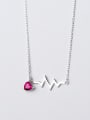 thumb Exquisite Pink Heart Shaped Zircon S925 Silver Necklace 0