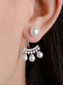thumb Personalized Imitation Pearls Cubic Zirconias Copper Stud Earrings 1
