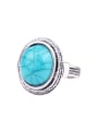 thumb Retro style Oval Turquoise stone Alloy Ring 0