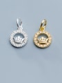 thumb 925 Sterling Silver With Cubic Zirconia  Personality Round Crown Charms 0