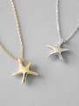 thumb Sterling Silver simple starfish silver gold necklace two color optional 0