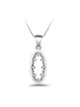thumb Simple Hollow Oval Cubic Zirconias Pendant Copper Necklace 0