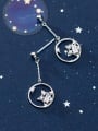 thumb 925 Sterling Silver With Platinum Plated Fashion Star Drop Earrings 2