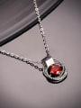 thumb Temperament Red Round Shaped Zircon Necklace 2