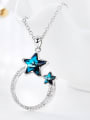 thumb Fashion Hollow Round Star austrian Crystals Pendant Copper Necklace 2
