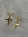 thumb 925 Sterling Silver With Gold Plated Simplistic Cross Clip On Earrings 0