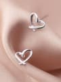 thumb 925 Sterling Silver With Platinum Plated Fashion Heart Stud Earrings 3