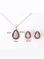 thumb Alloy Rose Gold Plated Fashion Rhinestones Water Drop shaped Two Pieces Jewelry Set 3