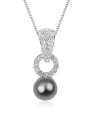 thumb Simple Imitation Pearl Shiny Crystals-covered Pendant Alloy Necklace 1