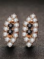 thumb Elegant Copper Zircons Rose Gold Plated Stud Earrings 1