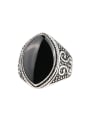 thumb Retro style Oval Black Enamel Alloy Ring 0