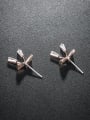 thumb Copper With  Cubic Zirconia Simplistic Bowknot Stud Earrings 4