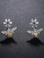 thumb Copper With Cubic Zirconia Cute Insect Bee Stud Earrings 3