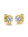 thumb Fashion Cubic Zircon Gold Plated Stud Earrings 0
