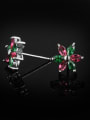 thumb Little Double Color Flower Marquise Zirconias 925 Sterling Silver Stud Earrings 3