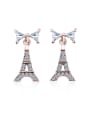 thumb 18K Rose Gold Eiffel Tower-shaped Zircon Chandelier earring 0