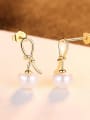 thumb 925 Sterling Silver With  Artificial Pearl Personality Irregular Stud Earrings 2