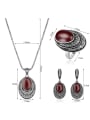 thumb 2018 2018 2018 2018 2018 Alloy Antique Silver Plated Vintage style Artificial Stones Oval-shaped Three Pieces Jewelry Set 2