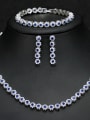 thumb Luxury Shine  High Quality Zircon Round Necklace Earrings bracelet 3 Piece jewelry set 2