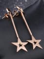thumb Fashion Rose Gold Plated Hollow Star Drop Earrings 2