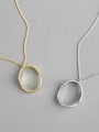 thumb 925 Sterling Silver With Hollow  Simplistic Geometric Oval Necklaces 0