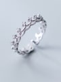 thumb Sterling Silver micro-inlay zricon crown free size ring 0
