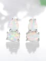 thumb 925 Sterling Silver With Platinum Plated Fashion Irregular Stud Earrings 1