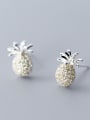 thumb 925 Sterling Silver With Platinum Plated Cute Friut Pineapple Stud Earrings 0