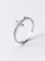 thumb Fashion Cross Shaped S925 Silver Zircon Ring 0