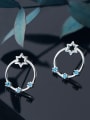 thumb 925 Sterling Silver With Silver Plated Simplistic Planetary ring hexagonal star Stud Earrings 1