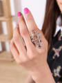 thumb Exaggerated Colorful Rhinestones Peacock Gold Plated Alloy Ring 1