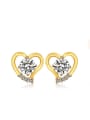 thumb Copper Alloy 24K Gold Plated Fashion Heart-shaped Zircon stud Earring 0