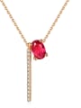 thumb Copper inlay AAA zircon red semi-precious stone fashion simple necklace 0