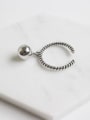 thumb Simple Smooth Bead Silver Opening Ring 1