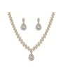 thumb Copper With Cubic Zirconia Delicate Water Drop  Earrings And Necklaces 2 Piece Jewelry Set 1