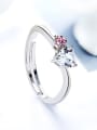 thumb Simple Heart-shaped Zircon Platinum Plated Ring 2