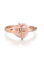thumb Natural Pink Crystal Heart-shape Rose Gold Plated Ring 0