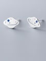 thumb 925 Sterling Silver With Platinum Plated Simplistic Spaceship Stud Earrings 1