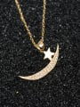 thumb Fashion Moon And Star Shaped Rhinestones Necklace 2