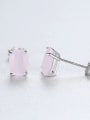 thumb 925 Sterling Silver With Platinum Plated Simplistic Square Stud Earrings 3