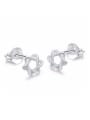 thumb Simple Tiny Hollow Six-pointed Star 925 Silver Stud Earrings 0