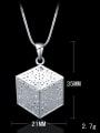 thumb Simple Hollow Cube Pendant Copper Necklace 2