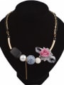 thumb Personalized Elegant Cloth Flower Double Color Plated Alloy Necklace 0